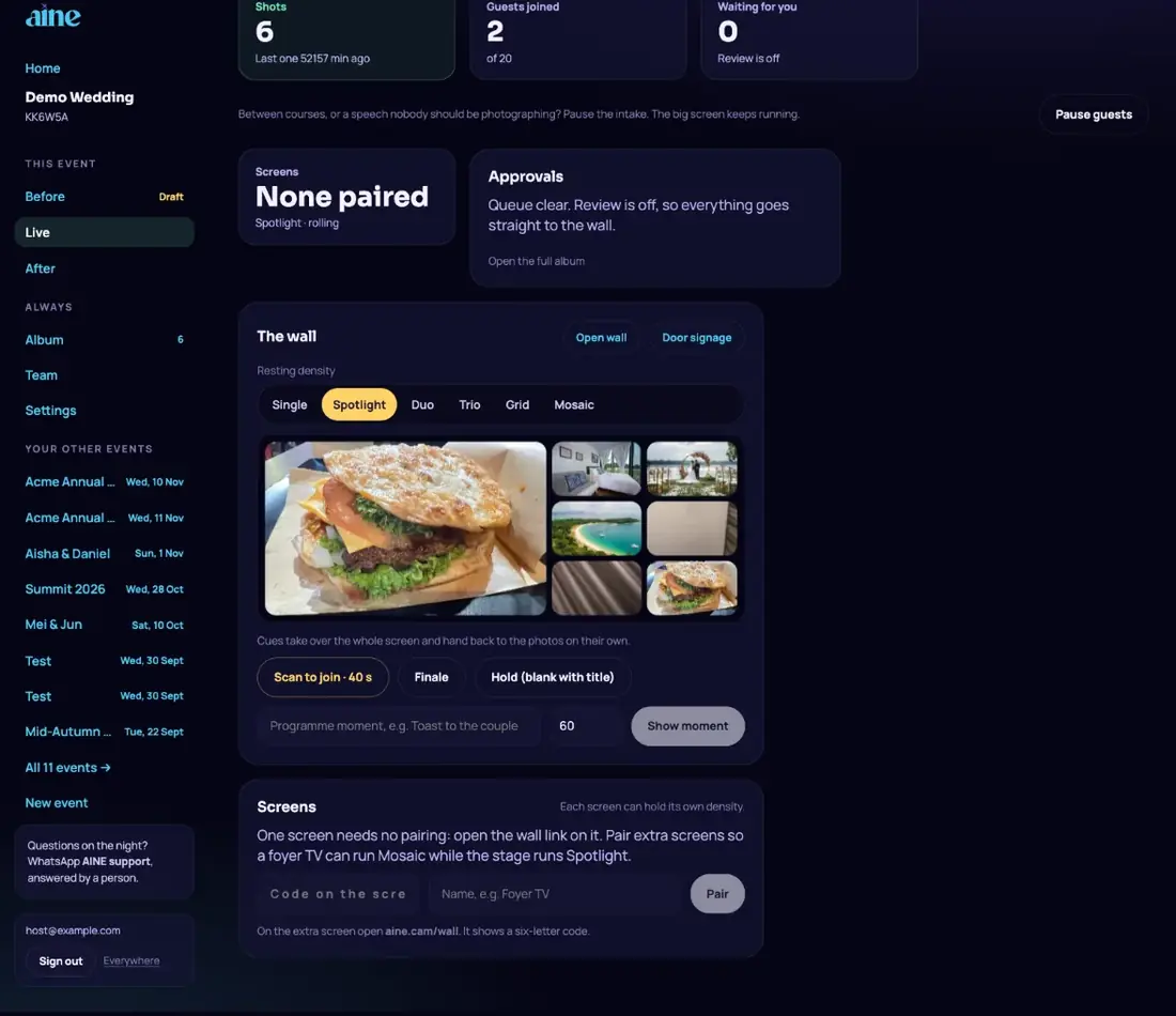 The After tab while the event is still active.